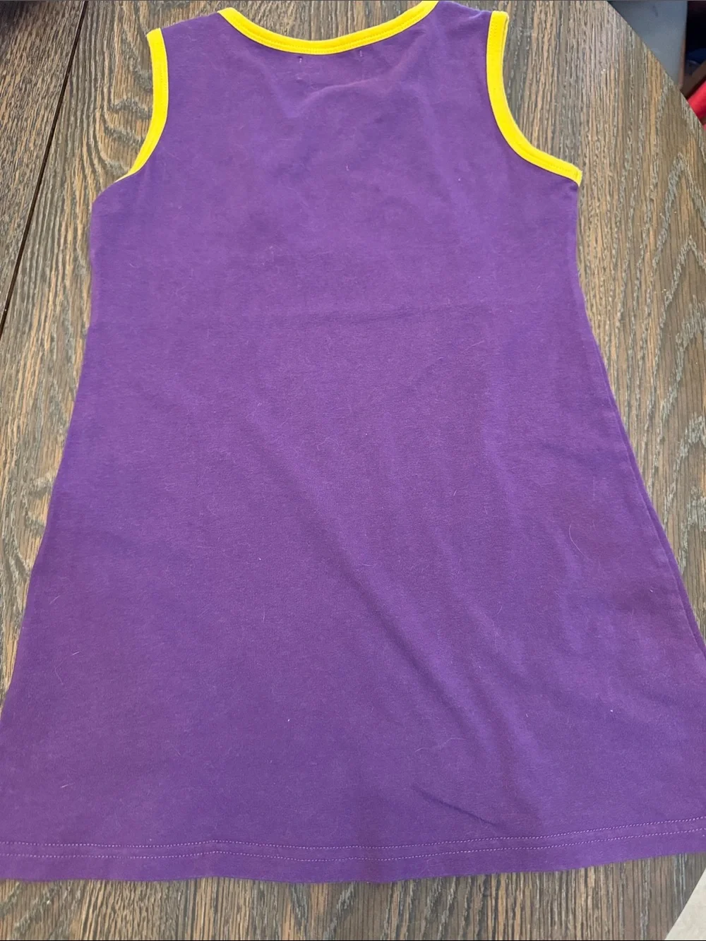 Em & Bean Lsu inspired Girls Purple & Yellow Football Applique Dress